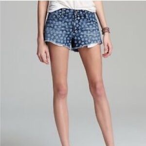 Paige Echo Park White Rose denim cut off shorts size 27